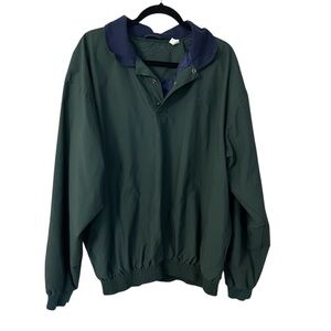 George Strait Men’s 1/4 Button Up Long Sleeve Green & Blue Windbreaker Sz XL GUC